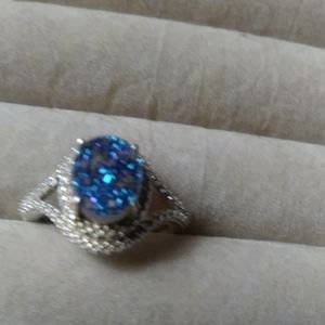 Drusy blue ring Sterling.